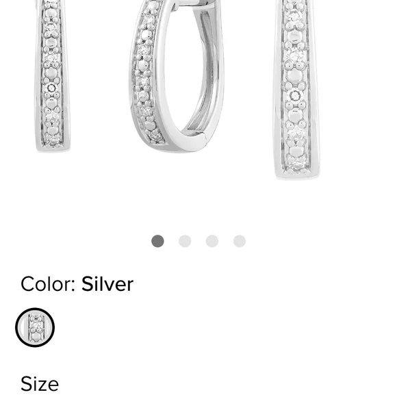 Sterling Silver Pave Set Hoop Earrings with 12 Geniune Diamond Stones NwT